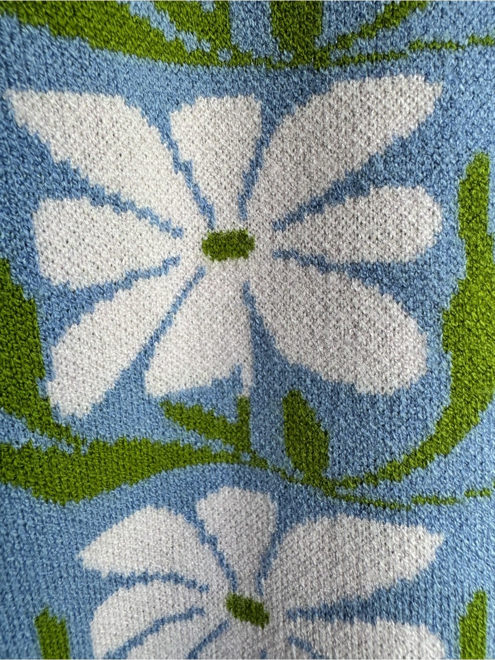 entro Lavender Floral Knit Top with Light Pink Flowers and Green Leaves - Picture 4 of 5